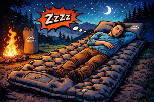 GEKETYのエアーマットで睡眠する男性