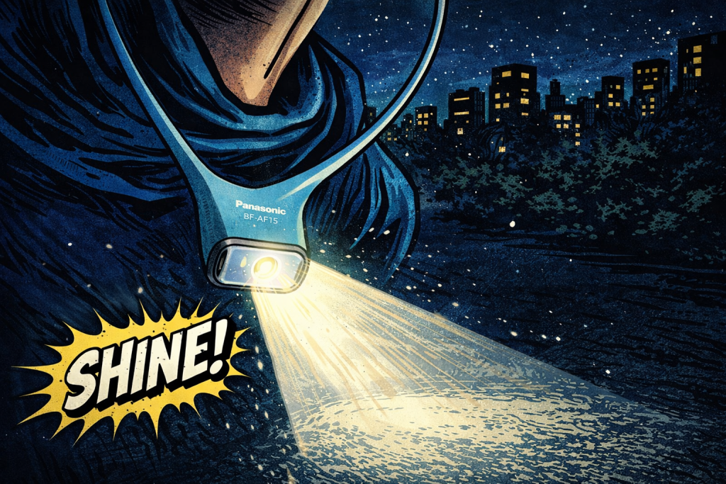 パナソニックのLEDネックライトで夜道を照らす
