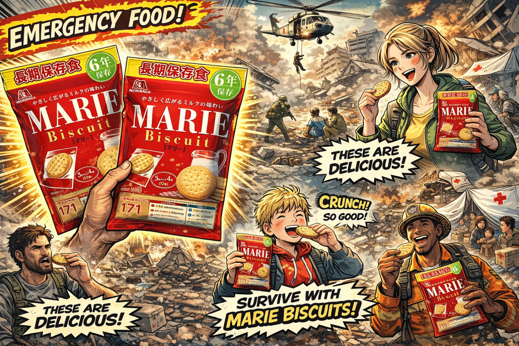 森永製菓マリービスケットを災害時に食べる