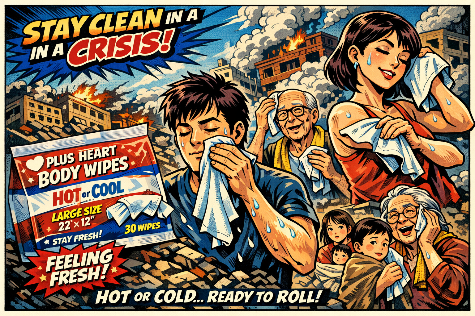 災害時にプラスハートの体拭きを使っている