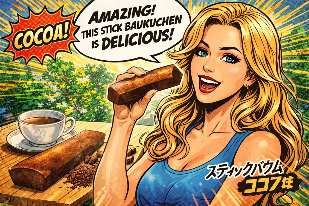 スティックバウムをレビューする女性