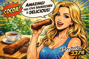 スティックバウムをレビューする女性